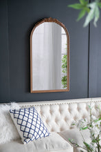 Load image into Gallery viewer, Hand Carved Rose Antique Mirror Frame, Wood Arch Mirror Wall Decor For Living Room
