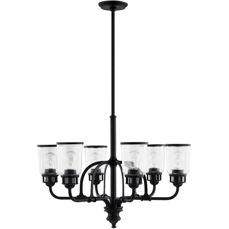 27'' Six Light Dimmable Chandelier With Shades - Black