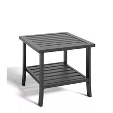 Load image into Gallery viewer, Square 2 Tier All-Weather Outdoor Side Table With Slatted Top
