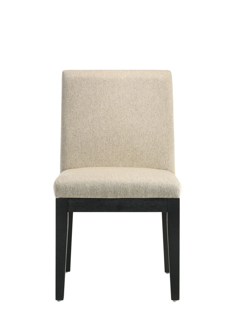 Upholstered Fabric Dining Side Chairs (Set of 2) - Beige / Black