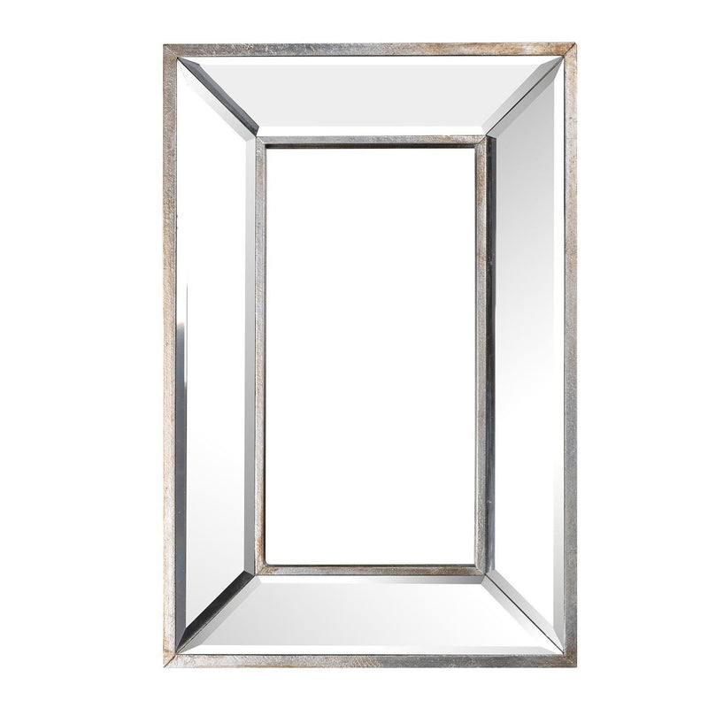18" Beveled Glass Framed Accent Mirror - Silver