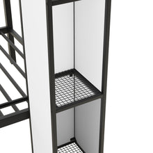 Load image into Gallery viewer, Metal Twin over Twin Castle-shaped Bunk Bed with Wardrobe and Multiple Storage, Black+White
