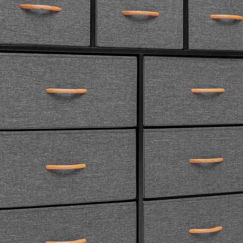 Steel And Fabric Nine Drawer Triple Dresser - Gray / White