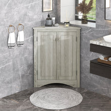 Load image into Gallery viewer, Triangle Bathroom Storage Cabinet With Adjustable Shelves, Freestanding Floor Cabinet - Oak
