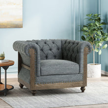 Load image into Gallery viewer, Fabric Upholstered Club Chair With Scrolled Tuxedo Arms
