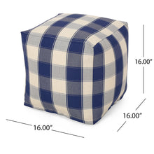 Load image into Gallery viewer, Connor - Checkered Square Pouf Ottoman And Floor Cushion - Ivory / Navy
