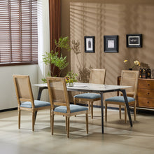 Load image into Gallery viewer, French Country Dining Chair With Rectangular Cane Backrest And Smooth Upholstered Seating
