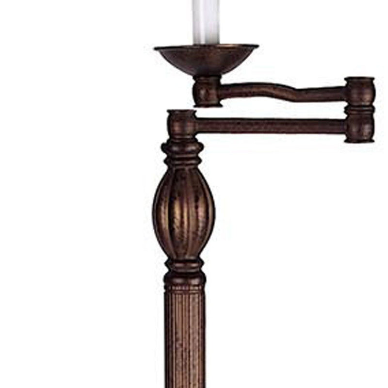 Swing Arm Floor Lamp With Champagne Bell Shade - Rust