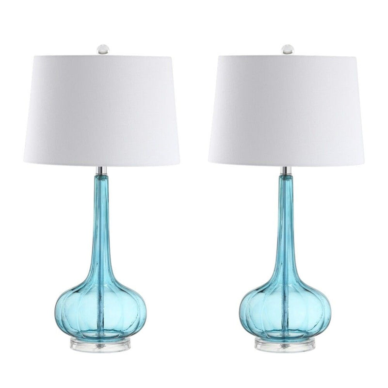 29" Novelty Table Lamps With Drum Shades (Set of 2) - Aqua