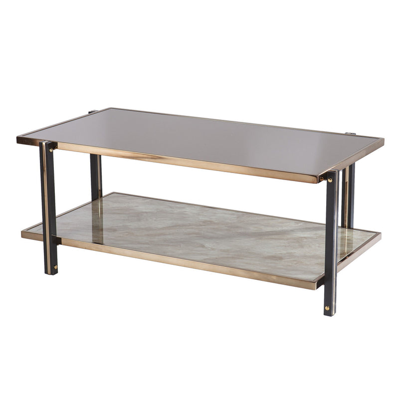 Mirrored Metal Rectangular Mirrored Coffee Table - Champagne