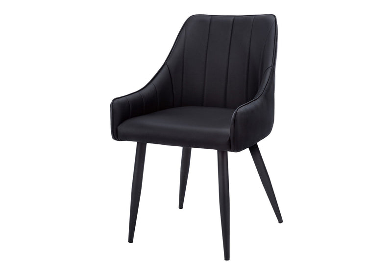 Tufted Faux Leather Dining Arm Chairs (Set of 2) - Black