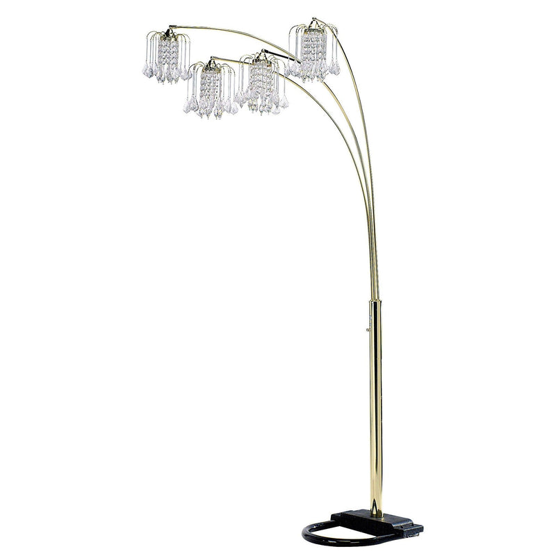 Four Lights Tree Floor Lamp With Clear Chandelier Shade - Gold