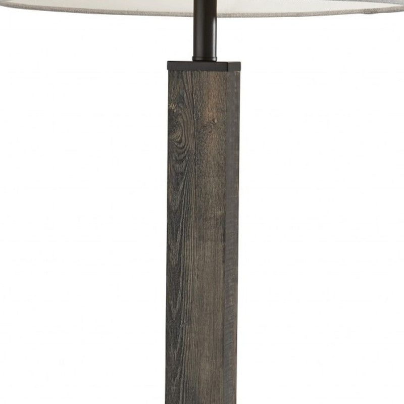 Traditional Shaped Floor Lamp With Off-White Drum Shade - Black