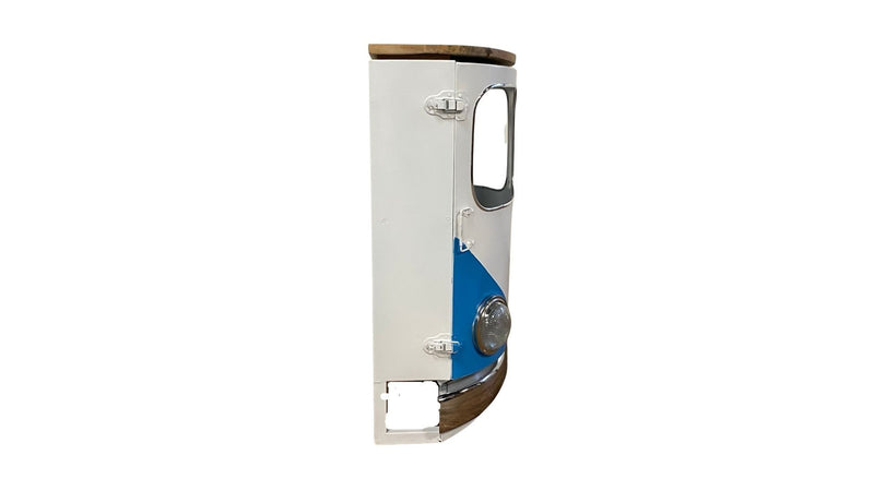 Modern Metal Hippy Van Side Table - Blue And Wood