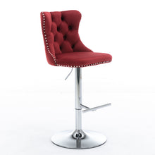 Load image into Gallery viewer, Swivel Barstools Adjusatble Seat Height From 25-33", Modern Upholstered Base Bar Stools With Backs Comfortable Tufted For Home Pub And Kitchen Island (Set of 2)
