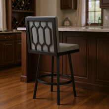 Load image into Gallery viewer, 44" Faux Leather Swivel Bar Height Bar Chair - Gray / Black

