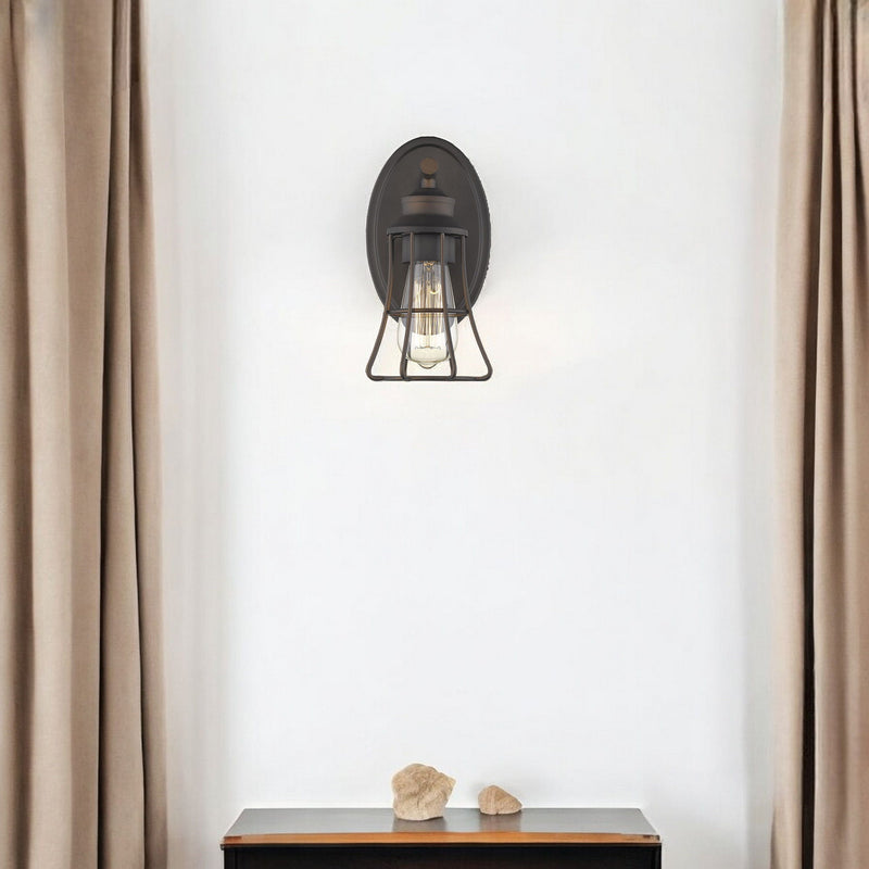 One Light Cage Wall Light - Bronze