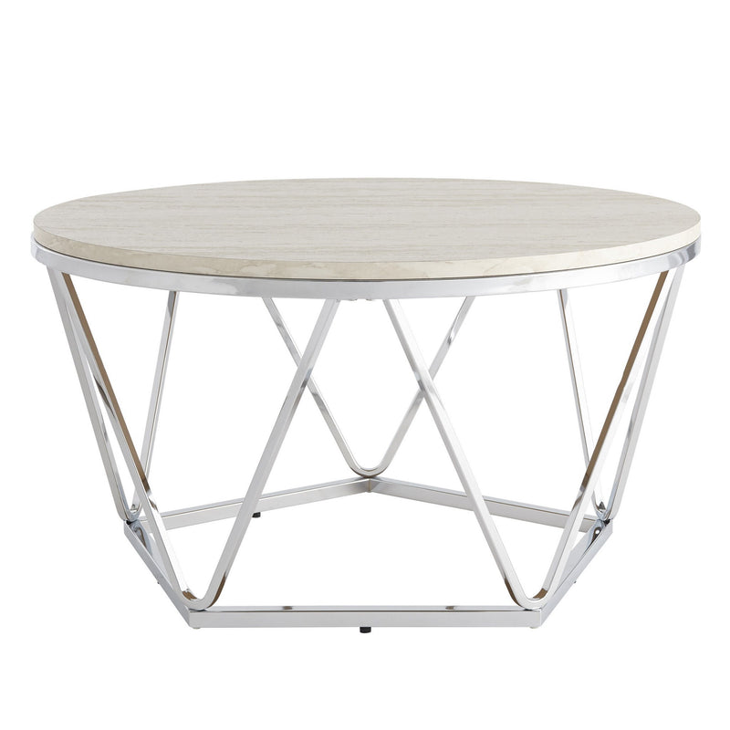 Manufactured Wood And Metal Round Coffee Table - Silver