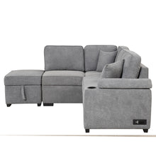 Load image into Gallery viewer, 87.4&quot; Sleeper Sofa Bed,2 in 1 Pull Out sofa bed L Shape Couch with Storage Ottoman for Living Room,Bedroom Couch and Small Apartment, Gray
