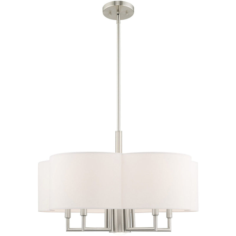 18" Six Light Dimmable Chandelier With Shades - Nickel