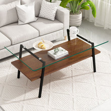 Load image into Gallery viewer, Rectangle Coffee Table, Tempered Glass Tabletop With Metal Legs, Modern Table For Living Room
