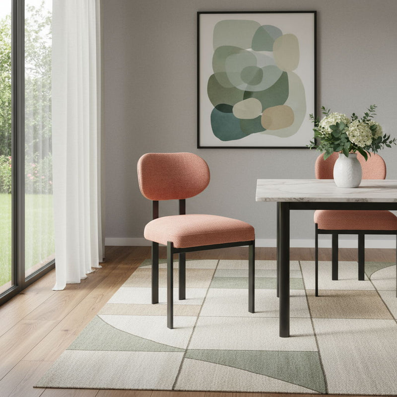 Chenille And Metal Partially Open Back Dining Side Chairs (Set of 2) - Black / Salmon