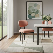 Load image into Gallery viewer, Chenille And Metal Partially Open Back Dining Side Chairs (Set of 2) - Black / Salmon
