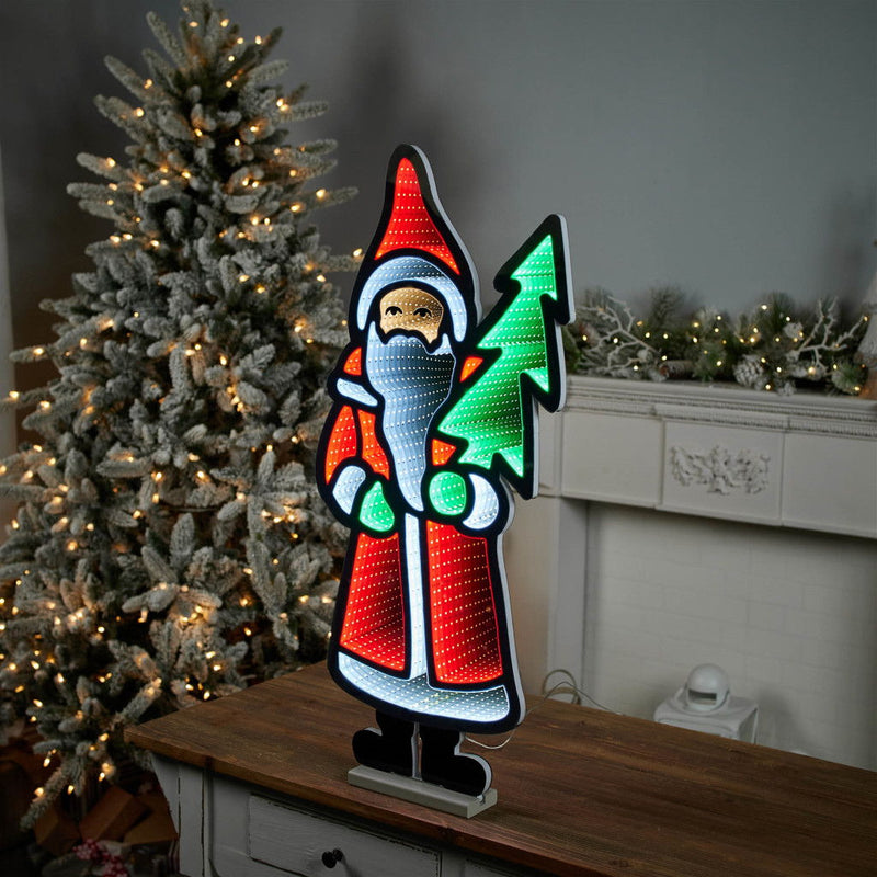 Christmas Santa Tabletop Sign With LED (633785) - Red / White / Green
