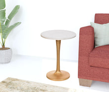 Load image into Gallery viewer, 19" Marble Round End Table - Gold And White
