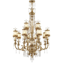 Load image into Gallery viewer, Twelve Light Metal Dimmable Chandelier With Shades - Gold
