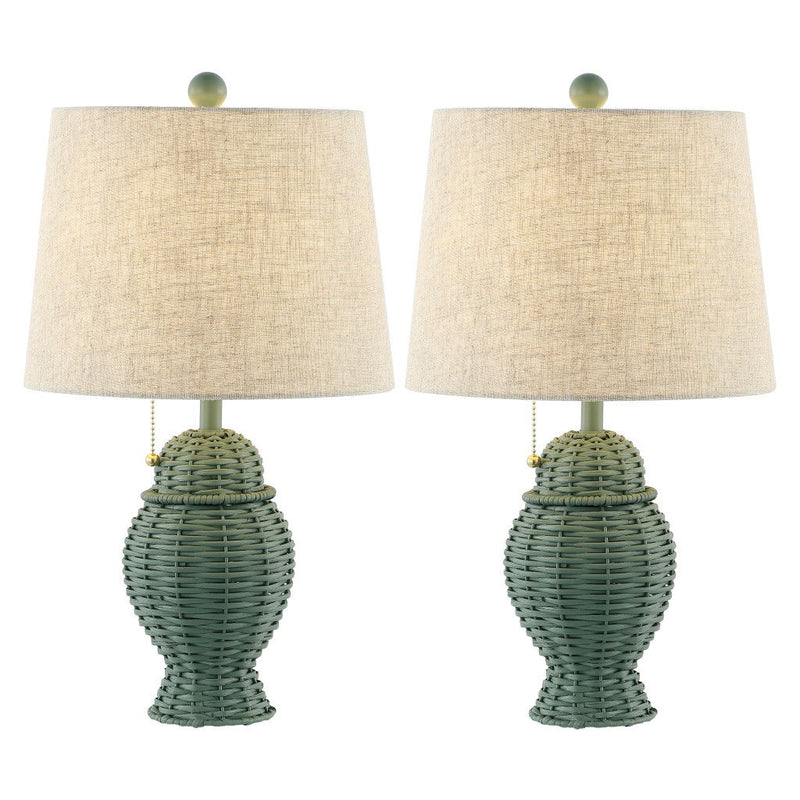 Urn Bedside Lamps With Empire Shades (Set of 2) - Green