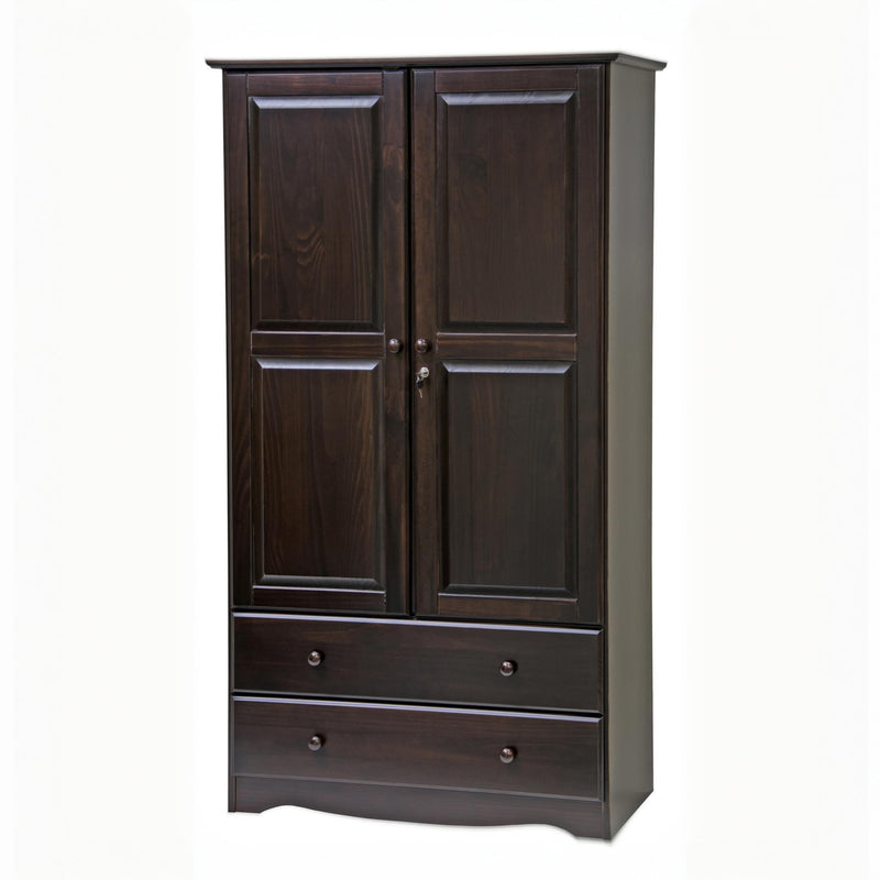 Solid Wood Two Door Two Drawer Combo Dresser - Dark Brown