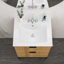 Load image into Gallery viewer, Modern Rectangular Single Vanity Top With Overflow And 3 Faucet Holes - White

