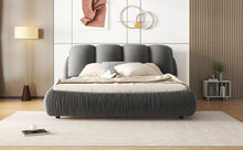 Load image into Gallery viewer, King Size Luxury Upholstered Bed with Thick Headboard, Velvet King Bed with Oversized Padded Backrest, Gray(Expect Arrive date 2024/3/15)
