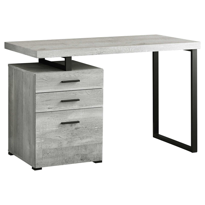 47" Computer Desk With Three Drawers - Gray And Black