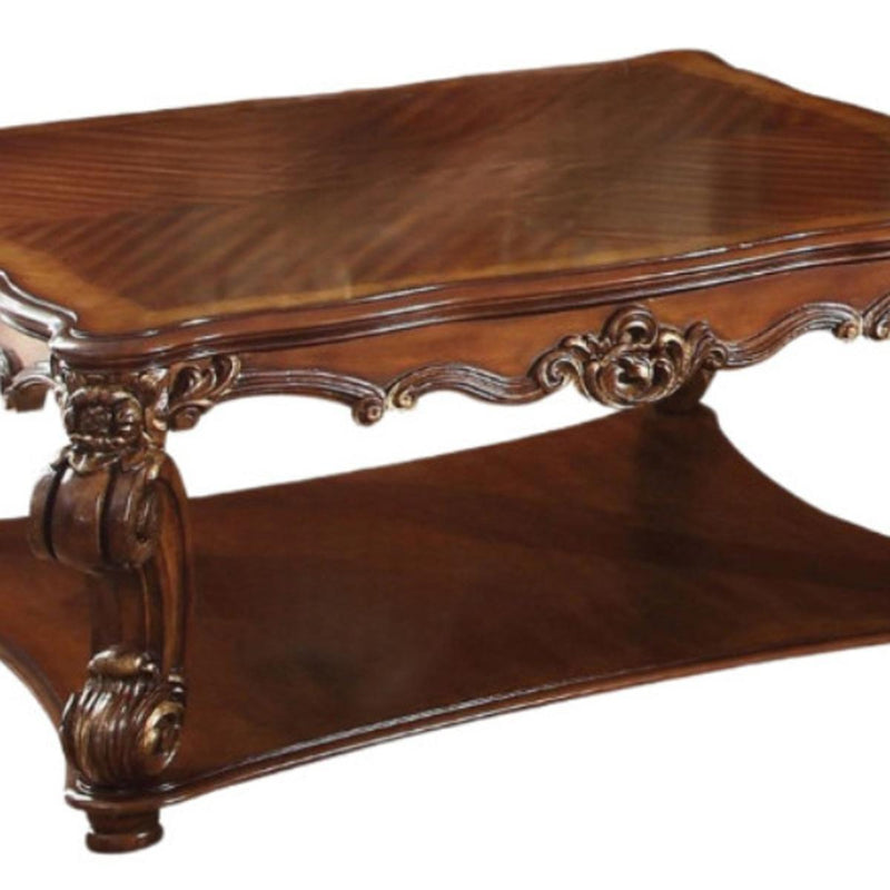 Wood Resin And Solid Wood Coffee Table - Brown