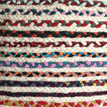 Load image into Gallery viewer, Braided Jute Blend Striped Pouf Ottoman - Rainbow
