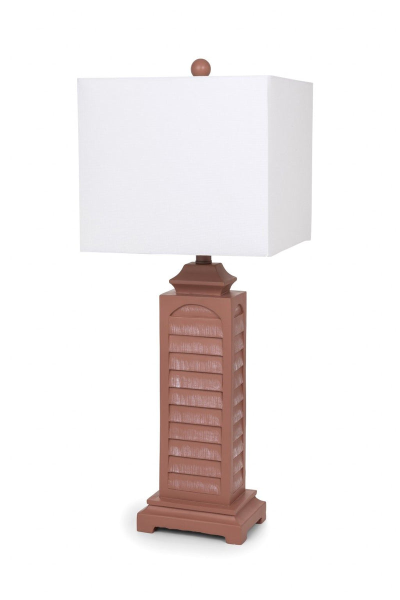 Slatted Table Lamps With Square Shade (Set of 2) - Blush Red