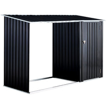 Load image into Gallery viewer, Firewood Storage Shed, Outdoor Firewood Rack, Outdoor Storage Shed With Log Holder, Firewood Shelter For Patio, Anthracite Galvanized Steel - Black
