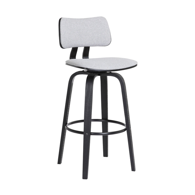 Fabric Swivel Low Back Counter Height Bar Chair - Light Gray And Black