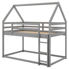 Load image into Gallery viewer, Twin over Twin Low Bunk Bed, House Bed with Ladder , Gray(OLD SKU:WF197808AAE)
