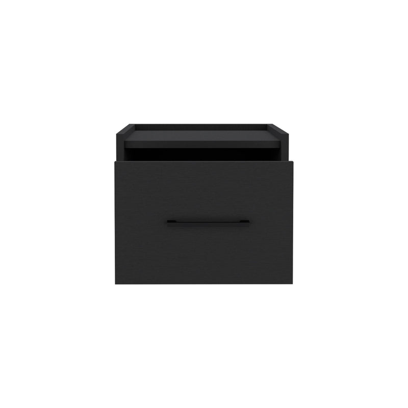 Wood One Drawer Floating Nightstand (733285) - Black