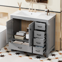 Load image into Gallery viewer, Bathroom Vanity With Ceramic Sink Combo, Abundant Storage Cabinet 2 Soft Close Doors And 5 Drawers
