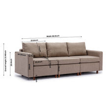 Load image into Gallery viewer, 3 Seat Module Sectional Sofa Couch With 1 Ottoman for living room,Seat Cushion and Back Cushion Non-Removable and Non-Washable,Brown
