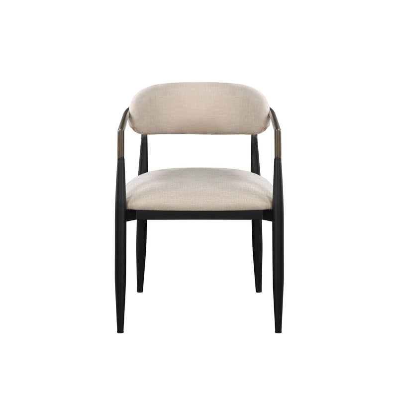 Upholstered Fabric Open Back Dining Arm Chairs (Set of 2) - Beige