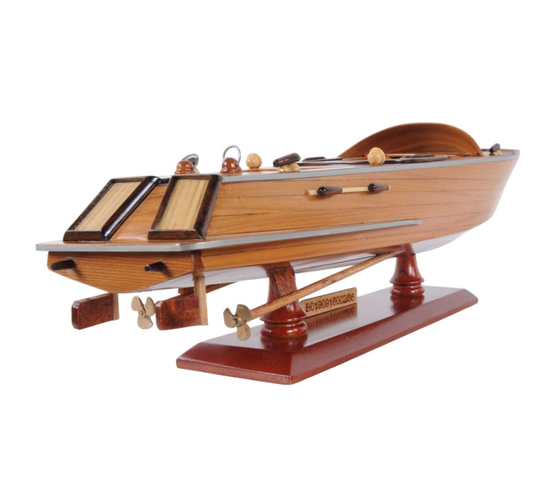 Hand Painted Runabout Canoe Model Boat - Brown