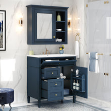 Load image into Gallery viewer, Bathroom Vanity With Medicine Cabinet, Royal Mirror Cabinet, Modern Bathroom Storage Cabinet With 2 Soft Closing Doors And 4 Drawers
