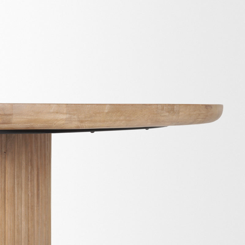 Solid Wood Pedestal Base Round Top Dining Table (727870) - Brown