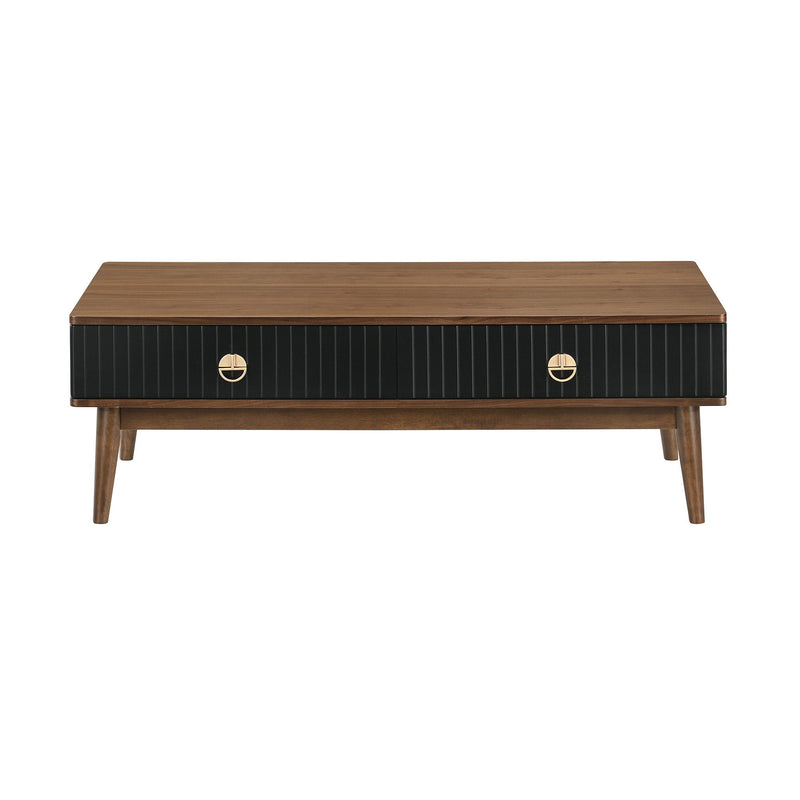 Coffee Table With Two Drawers - Brown And Black