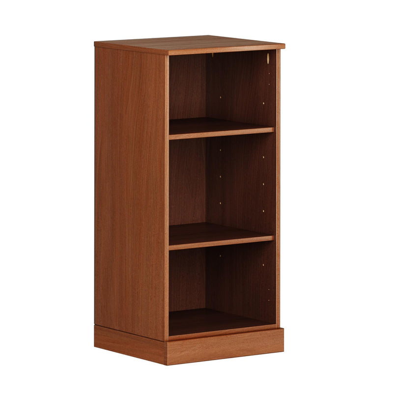 Solid Wood Adjustable Three Tier Library Bookcase - Coffee